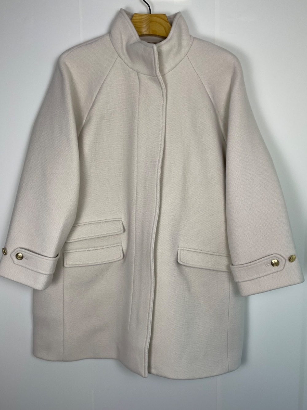 J.Crew Toscana Coat in Italian Stadium-Cloth Wool Ivory Cream Size 20 - Picture 3 of 14